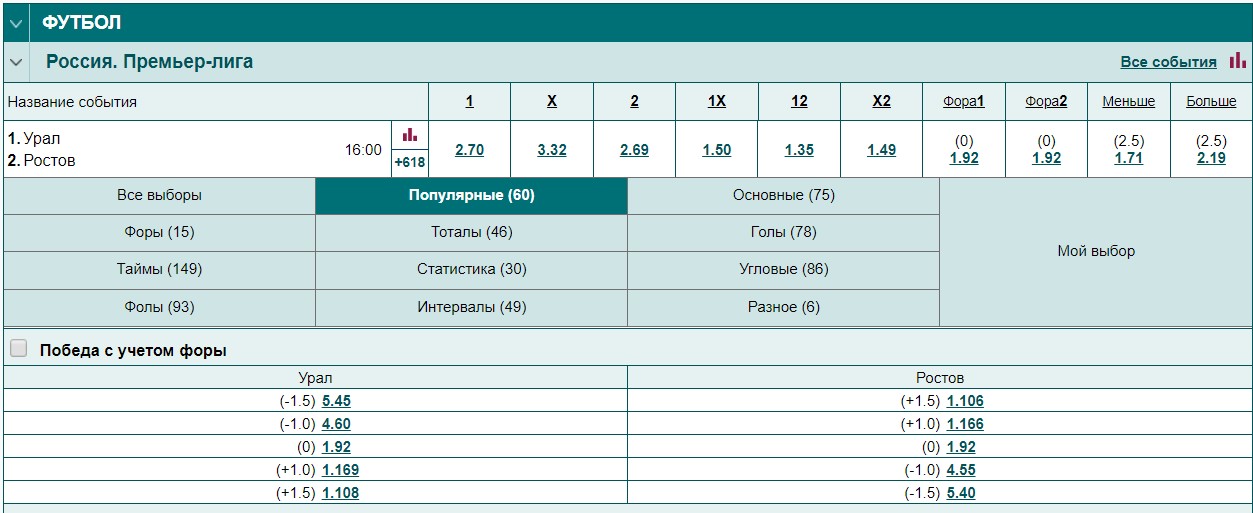 Ставки в БК Марафон